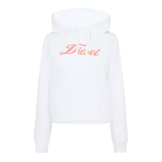 Women's Diesel Lacoste Lettering Hooded Neck Long Sleeve Sweatshirt in White - Image 1