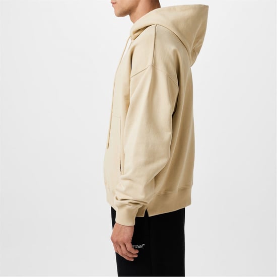 Men's Off White Script Hoodie in Beige - Image 2