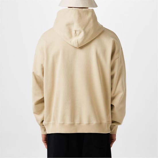 Men's Off White Script Hoodie in Beige - Image 3