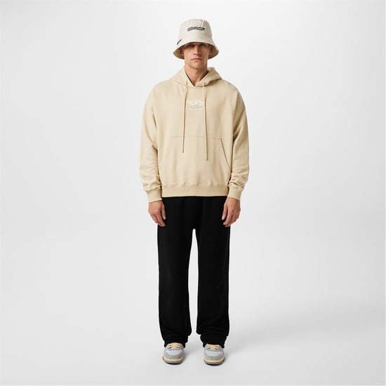 Men's Off White Script Hoodie in Beige - Image 4