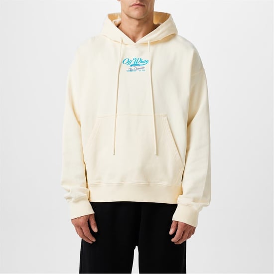 Men's Off White Script Hoodie in Ivory - Image 1