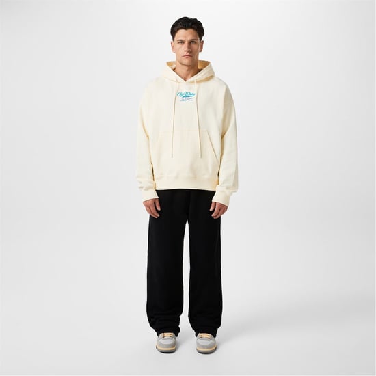 Men's Off White Script Hoodie in Ivory - Image 4