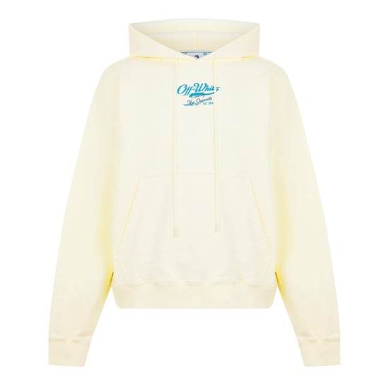 Men's Off White Script Hoodie in Ivory - Image 5