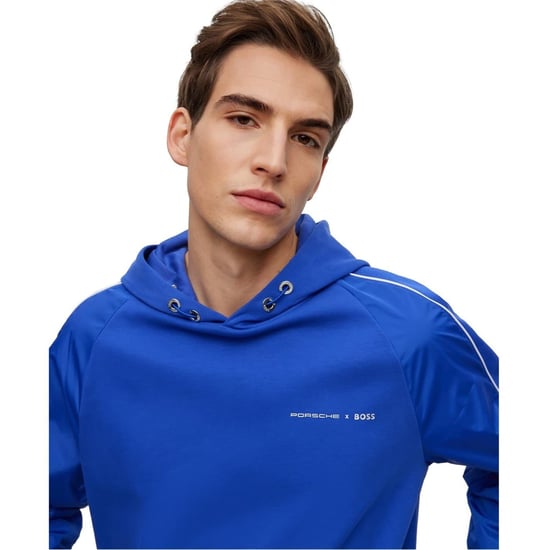Men's Boss Hooded Neck Raglan Sleeve Sweatshirt in Bright Blue - Image 3