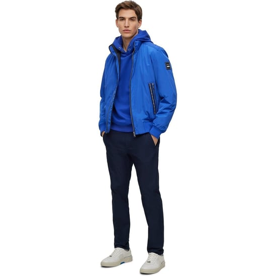 Men's Boss Hooded Neck Raglan Sleeve Sweatshirt in Bright Blue - Image 4