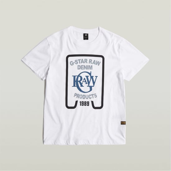Men's G Star Regular Fit Lettering Crew Neck T-Shirt in White - Image 1