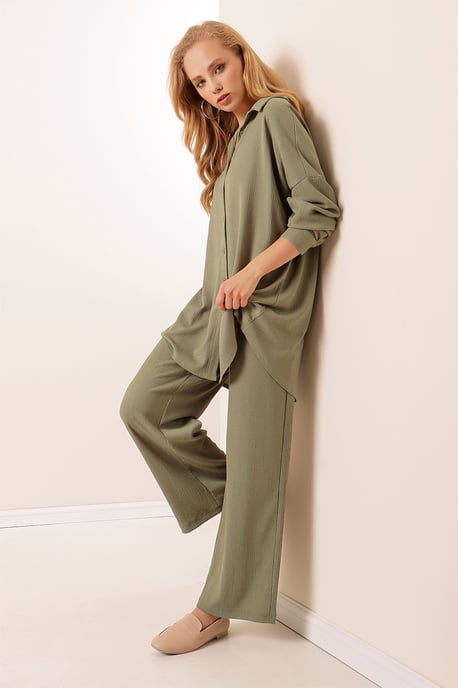 Gestructureerde Lange Mouwen Gebreide Blouse & Broek Gebreide Set - Image 6