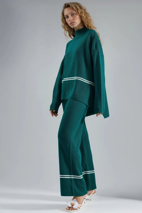 Randig Ribbad Stickad Koord Set - Image 2