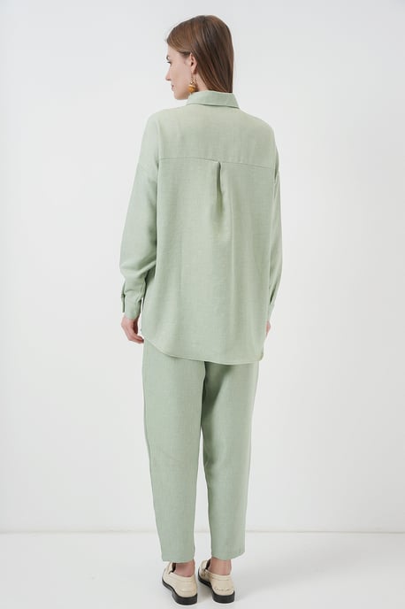 Linnenmix Lange Mouwen Shirt en Broek Set - Image 6