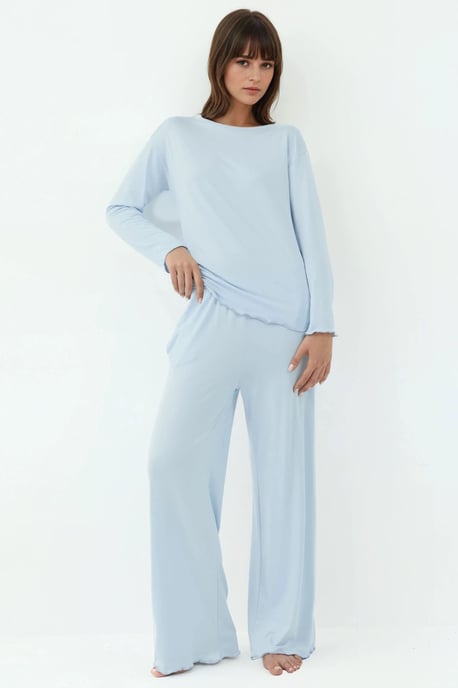 Mysig Avslappnad Passform Långärmad Pyjamas Set - Image 2