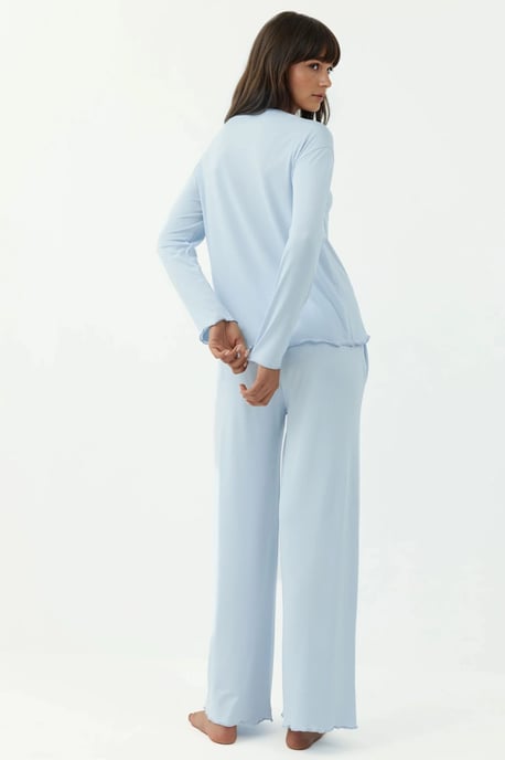 Mysig Avslappnad Passform Långärmad Pyjamas Set - Image 3