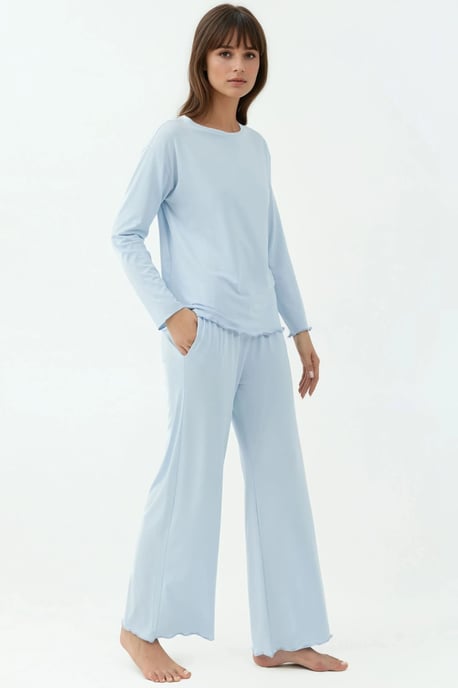 Mysig Avslappnad Passform Långärmad Pyjamas Set - Image 4