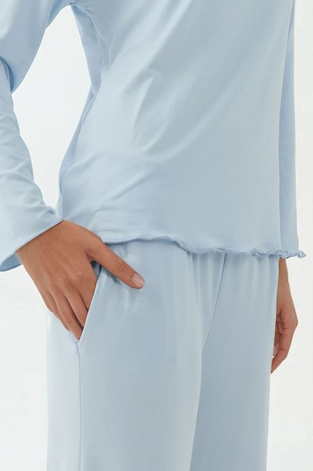 Mysig Avslappnad Passform Långärmad Pyjamas Set - Image 5