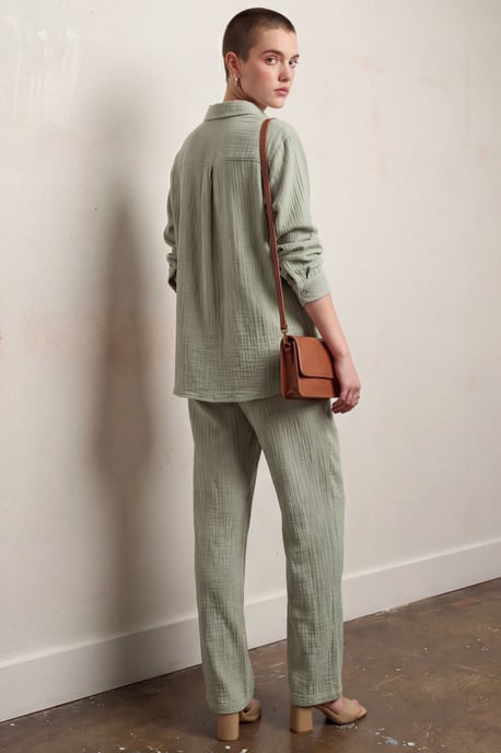 Muslin stof twee-delige set met shirt en broek - Image 3