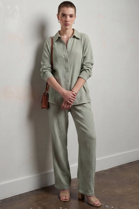 Muslin stof twee-delige set met shirt en broek - Image 4