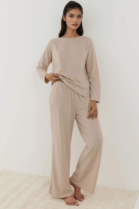 Soft Touch Textured Relax Fit Pajama Set - Image 1