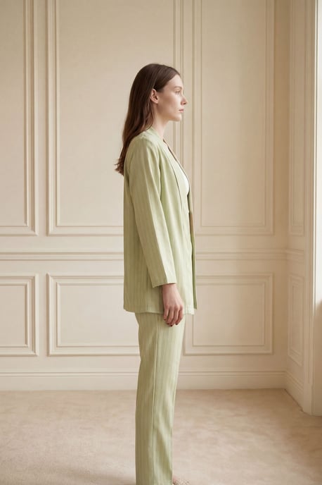 Gestreept Twee-Delig Co-Ord Set met Open Kraag - Image 6