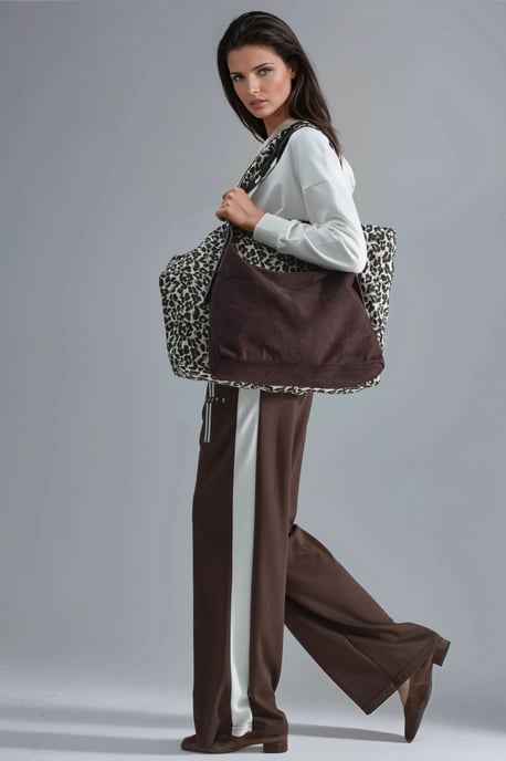 Modal Touch Kaptrui & Gestreepte Details Broek Set - Image 5
