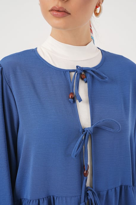 Crew Neck Lång Tunika och Vida Byxor Set - Image 4
