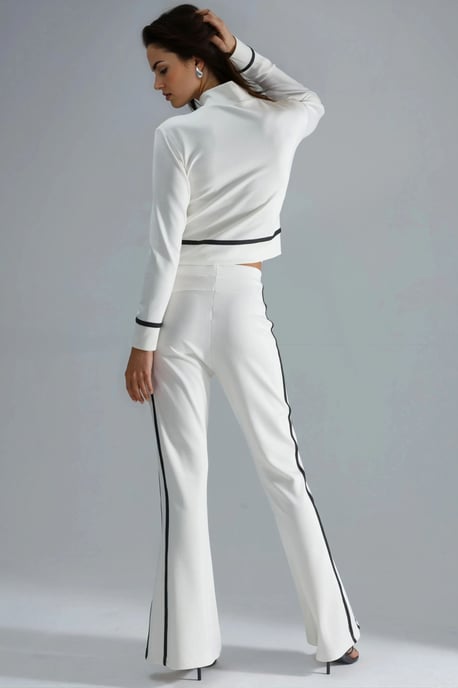 Modal Touch Zippered Sweatshirt & Flare Pants Two-Piece Set - Image 3