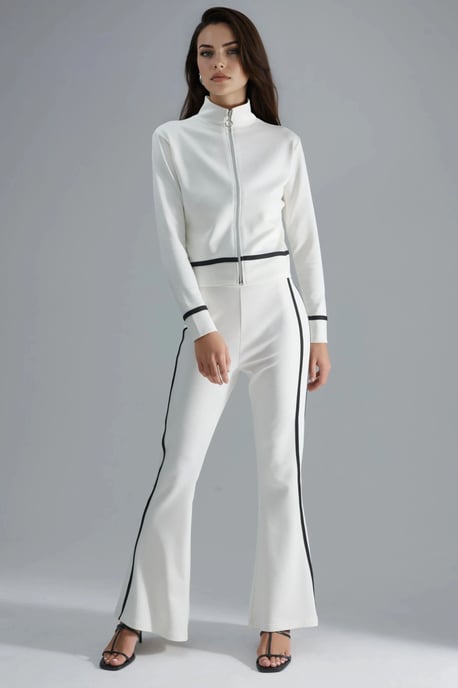 Modal Touch Zippered Sweatshirt & Flare Pants Two-Piece Set - Image 5