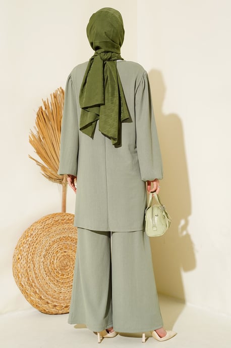Textured Long Sleeve Tunic and Wide Leg Pants Set - Image 4