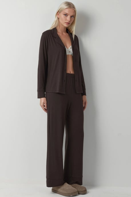 Knäppbar långärmad pyjamasset med skjortkrage - Image 3