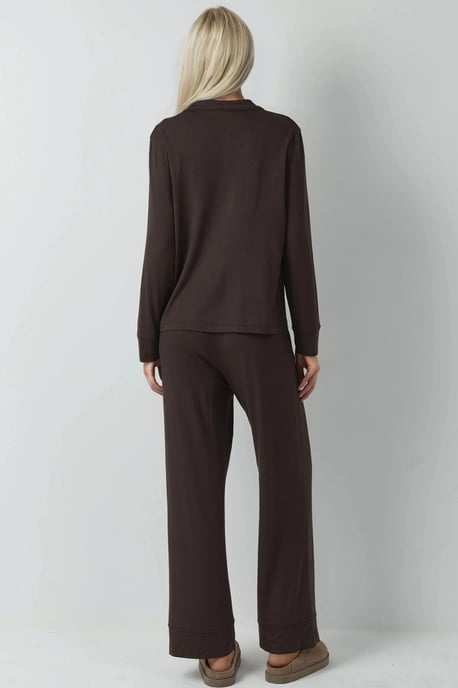 Knäppbar långärmad pyjamasset med skjortkrage - Image 4