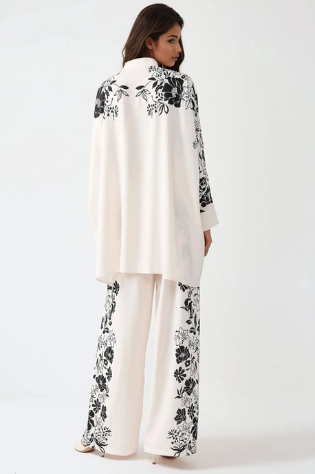 Geprinte Oversized Twee-delen Set met Ronde Hals en Knopdetails - Image 3