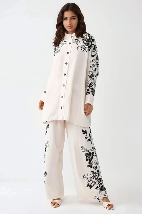 Geprinte Oversized Twee-delen Set met Ronde Hals en Knopdetails - Image 6