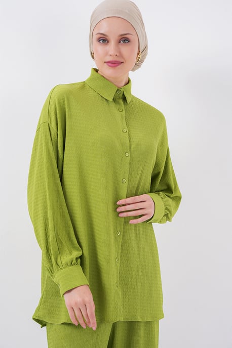Geweven Tricot Co-Ord Set met Kraag - Image 2