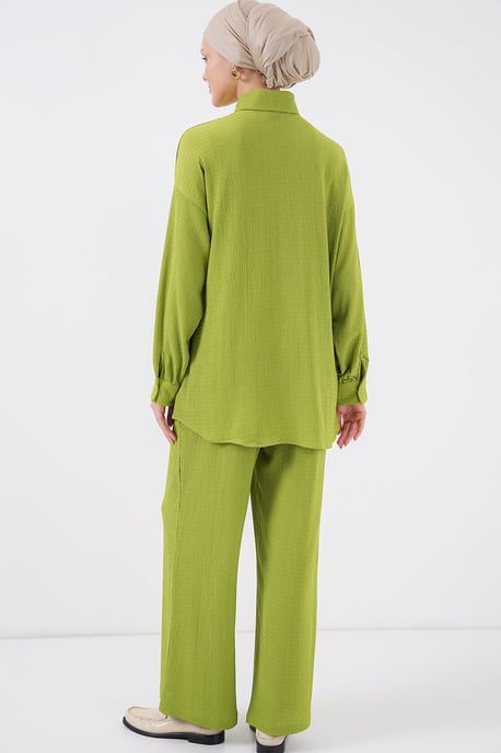 Geweven Tricot Co-Ord Set met Kraag - Image 6
