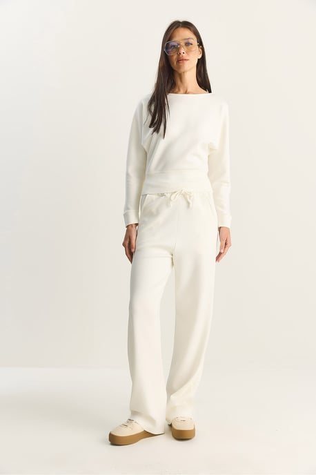 Asymmetrische Kraag Gebreide Hoge Taille Twee-Rdeel Set - Image 6