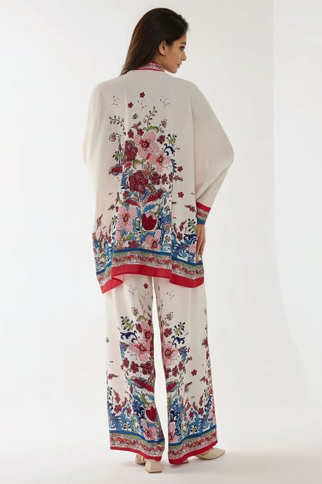 Geprinte Hoge Taille Kimono-Broek Co-ord Set - Image 6
