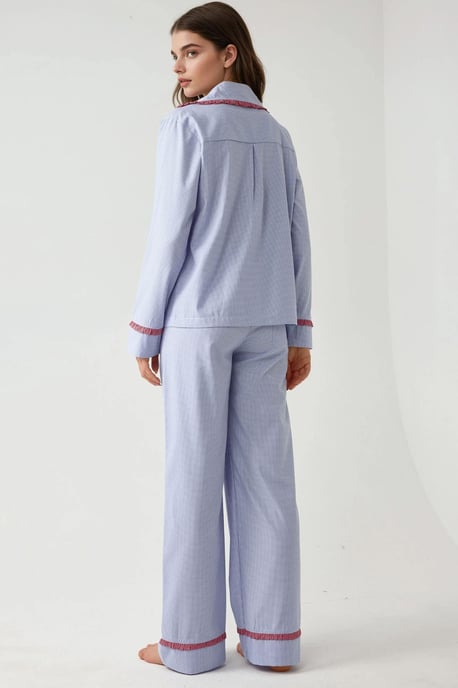 Hemdkragen Katoenen Geruite Pyjama Set - Image 3