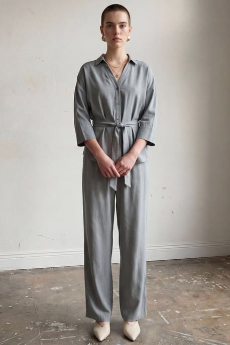 Tencel Twee-delige Set met Strikdetail - Image 2