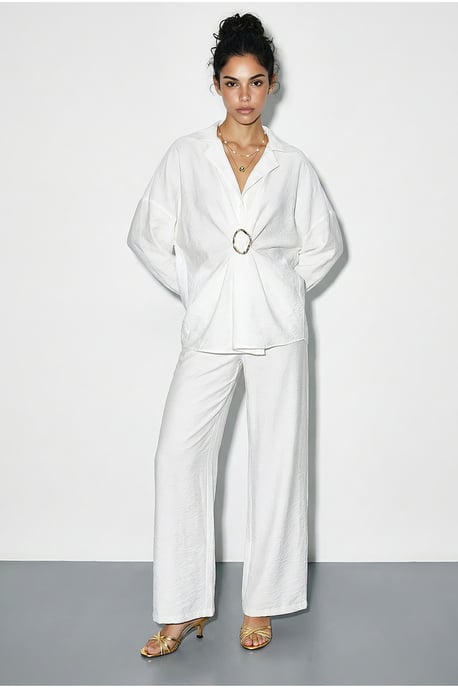 Oversized Button-Up Shirt en Wijde Pantalon Set - Image 2
