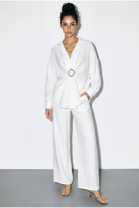 Oversized Button-Up Shirt en Wijde Pantalon Set - Image 3