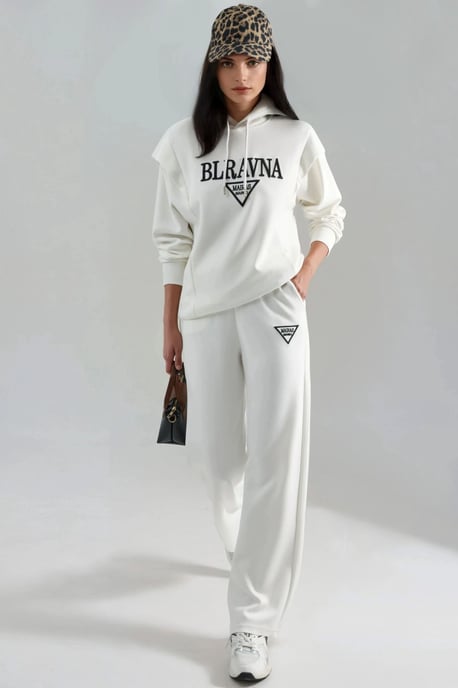Modal Touch Geborduurd Hoodie Twee-Delige Set - Image 2