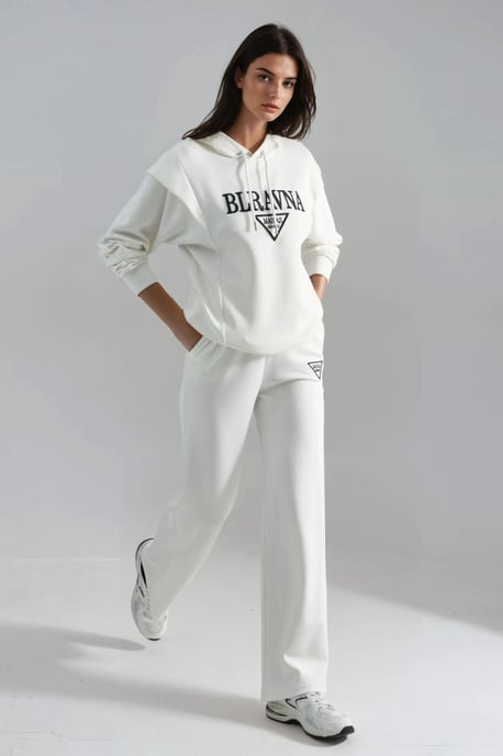 Modal Touch Geborduurd Hoodie Twee-Delige Set - Image 5