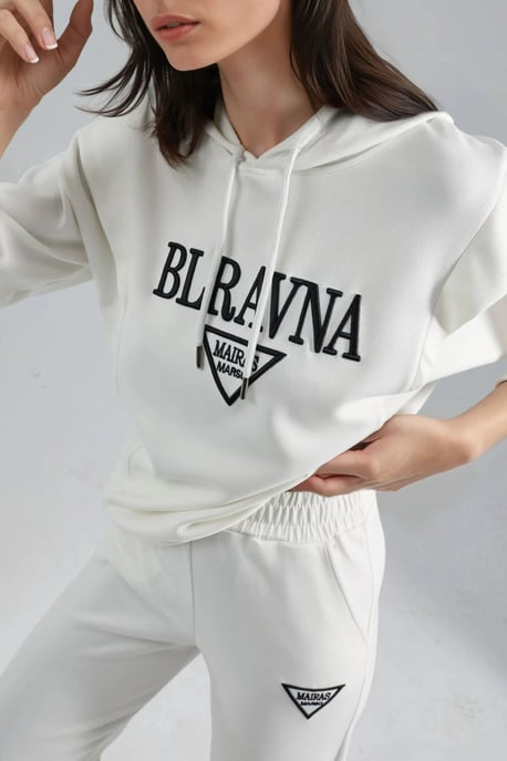 Modal Touch Geborduurd Hoodie Twee-Delige Set - Image 6