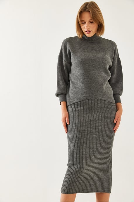 Ribbade Turtleneck Stickade Koord Set - Image 2
