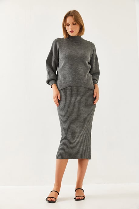 Ribbade Turtleneck Stickade Koord Set - Image 5