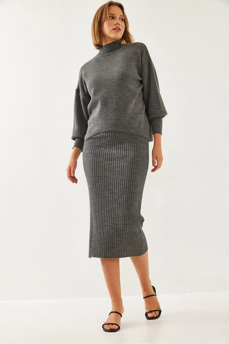Ribbade Turtleneck Stickade Koord Set - Image 6