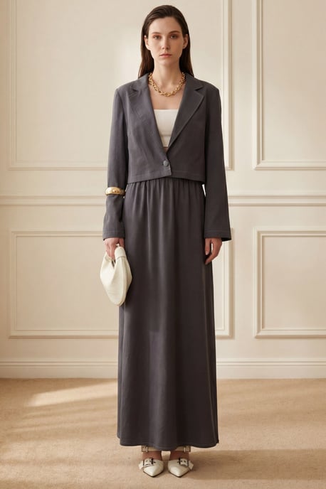 Lange Mouwen Knopshirt & Maxi Rok Twee-Delige Set - Image 4