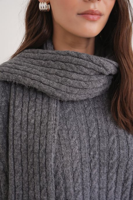 Oversized Hårfläta Mönstrad Stickad Ko-Ord Set - Image 4