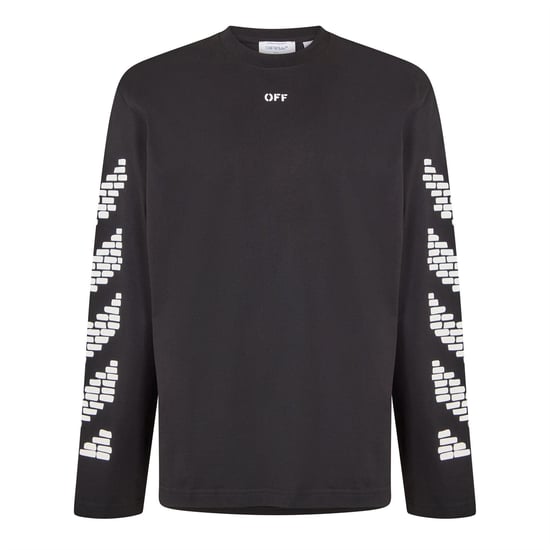 Men's Off White Long Sleeve T Shirt in Black - Image 1