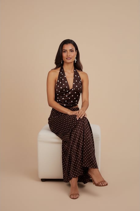 Print Maxi Skirt & Halter Neck Top Co-ord Set - Image 1