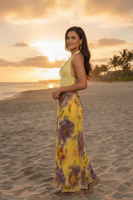 Print Maxi Skirt & Halter Neck Top Co-ord Set - Image 3