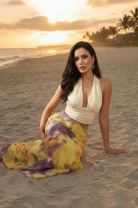 Print Maxi Skirt & Halter Neck Top Co-ord Set - Image 4